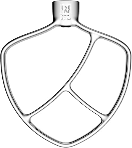 Batidor plano de repuesto para KitchenAid de 5 plus/6 cuartos de galón de elevación de cuencos, accesorios de paleta de acero inoxidable pulido