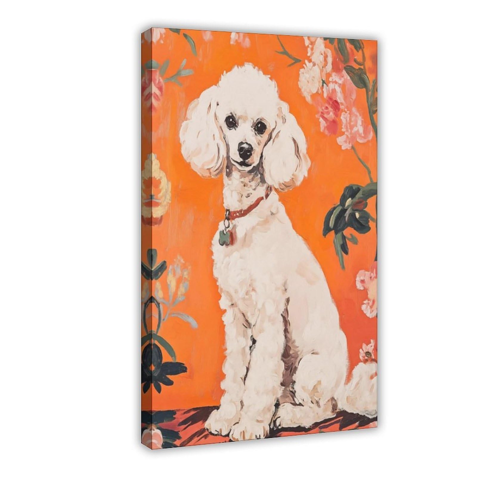 Wjwart Elegant White Poodle Canvas Poster Wall Art Print Picture Paintings 12X18inch(30X45cm)
