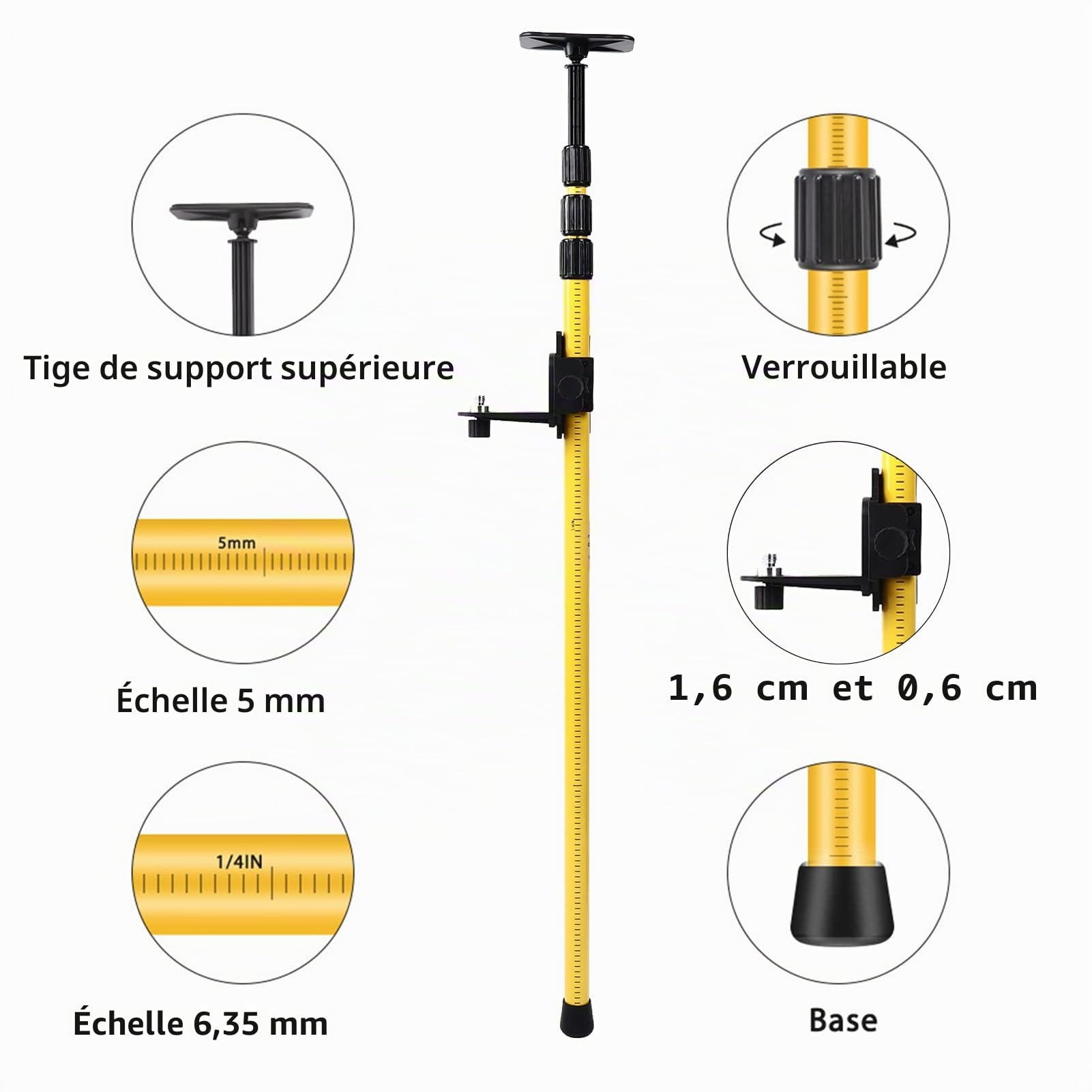 Tige télescopique, facile à monter Tige de montage télescopique Capacité de charge élevée avec table élévatrice pour s rotatifs et à lignes