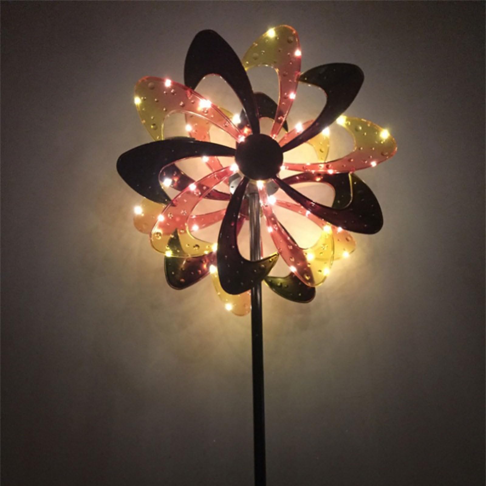 Kinetyczne metalowe wiatraki ogrodowe, zasilane energią słoneczną zewnętrzne rzeźby wiatrowe do patio, trawnika i ogrodu (62x230 cm)
