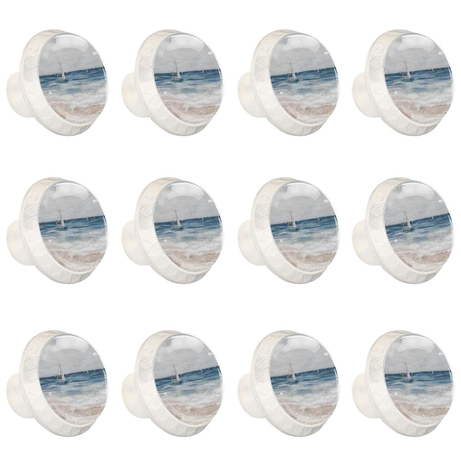 Bouton de cuisine décoratif rond avec motif voilier pour relooker vos placards