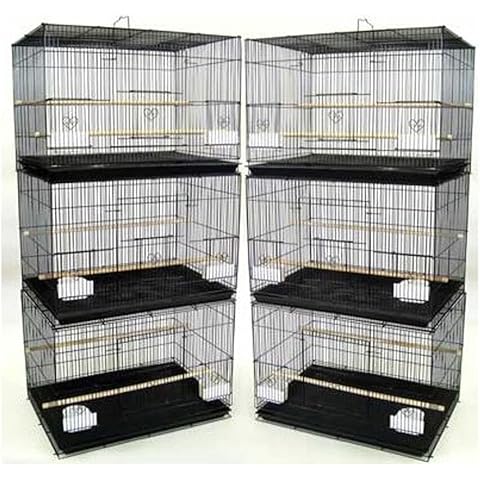 Lot of 6 Breeding Bird Carrier Cage for Parakeet Canary Finch Loverbird (Black) Cover