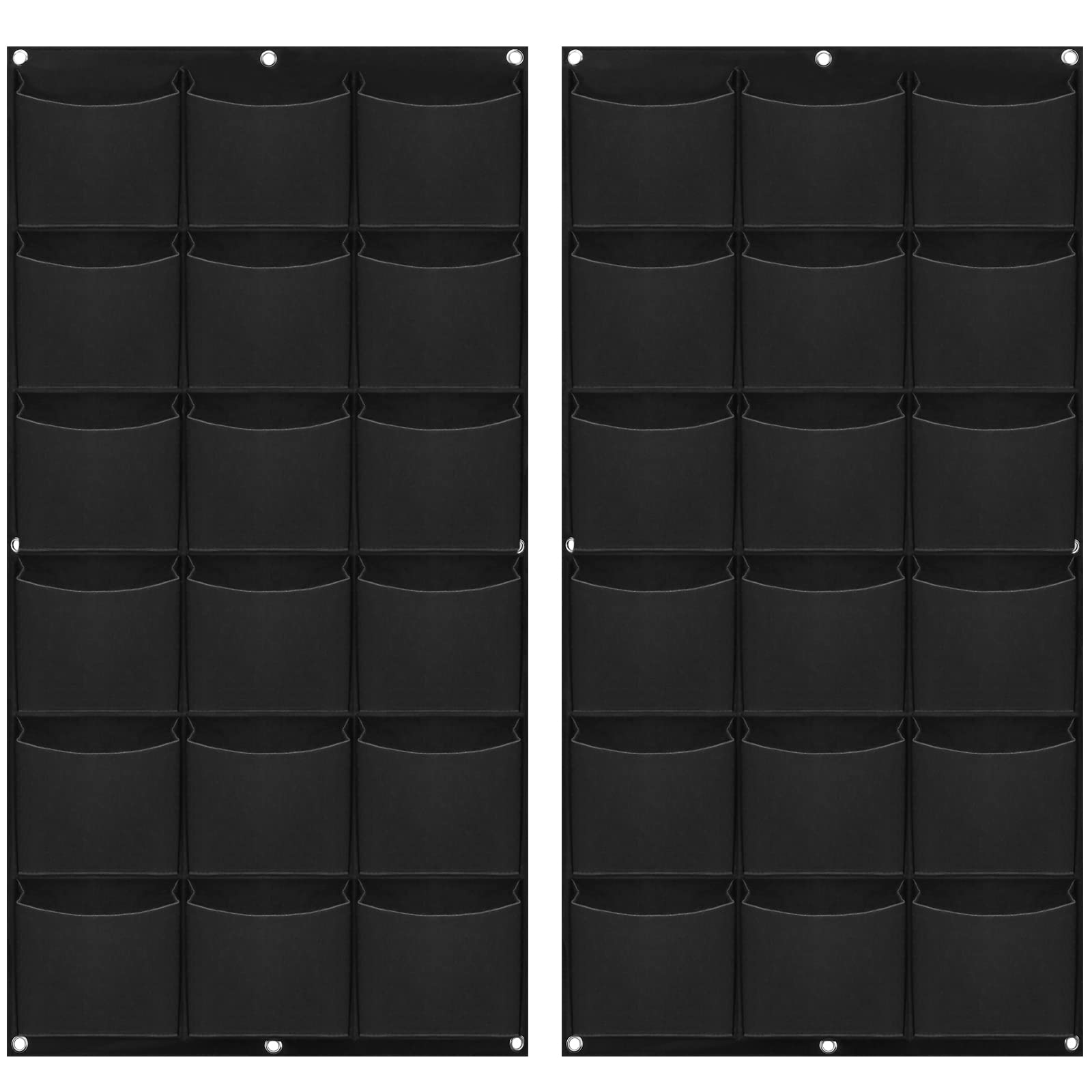 MANCHAP 2 Pack 18 Pockets Vertical Garden Wall Planters, Wall Hanging Grow Bags, Pockets for Indoor and Outdoor Plants, Black