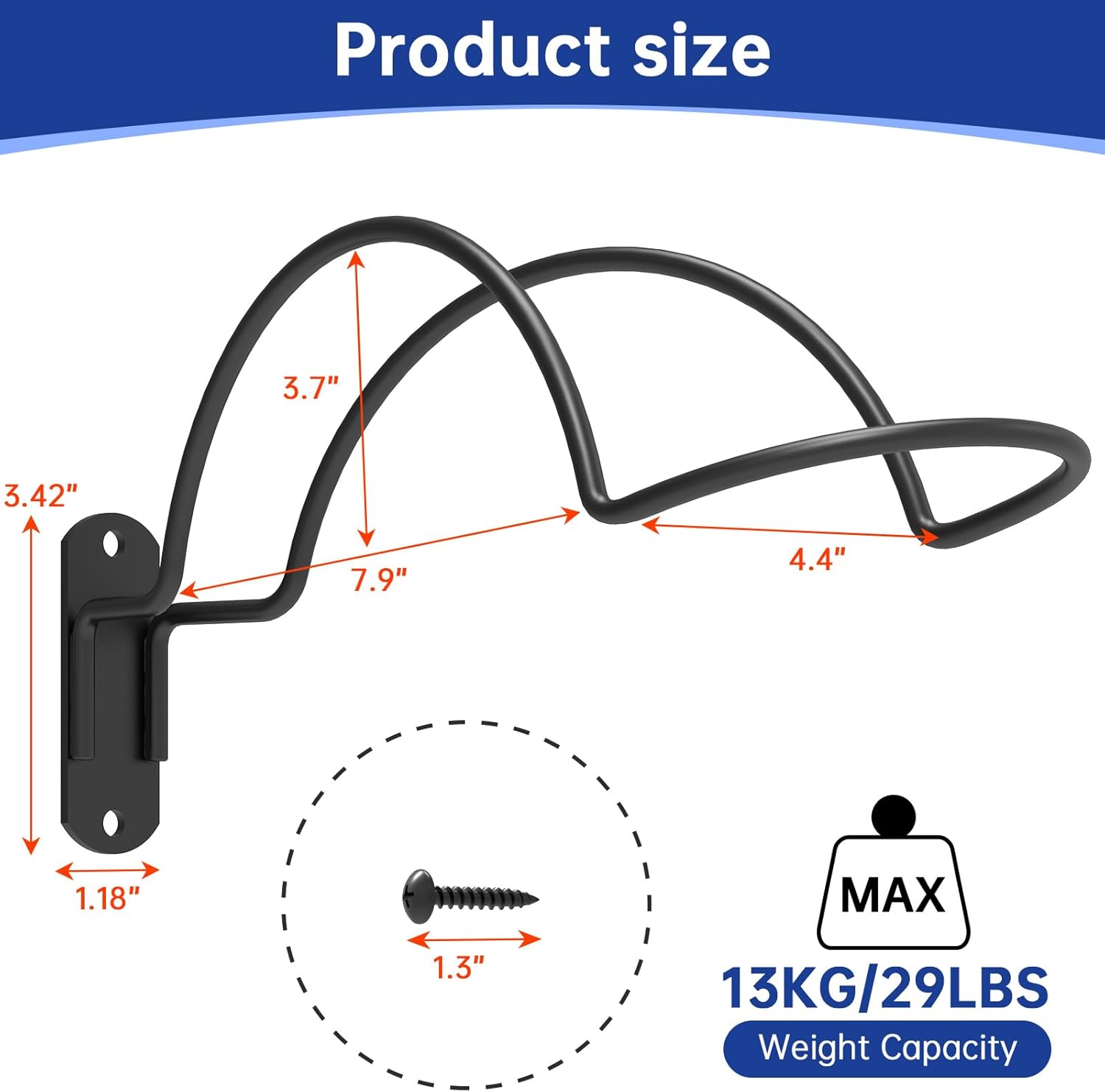 Helmet Wall Mount Display, Multifunctionnal Helmet Holder Shelf for Football Baseball Rugby Equestrian Motorcycle Firefighter Roma, Hat Mask Metal Hanger Rack with Screws, 4 Pack