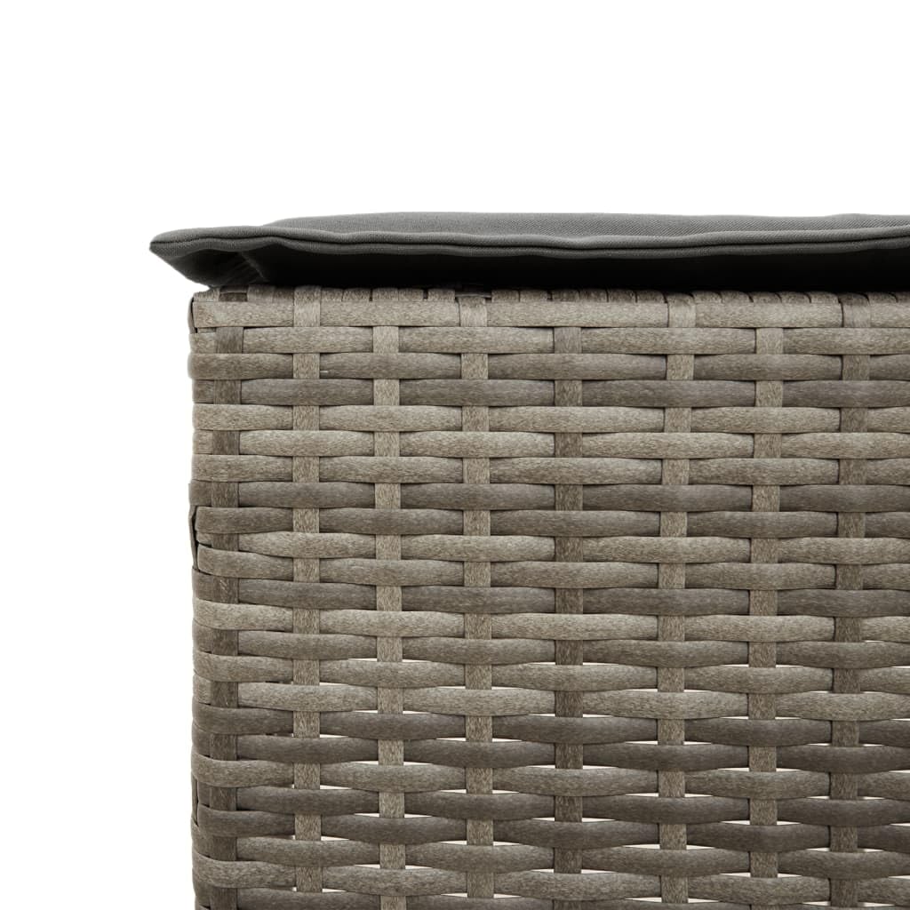 vidaXL Juego de Bar de jardín de 3 Piezas con Cojines ratán PE Gris, Mesa Alta y taburetes de Exterior, Juego de Bar, Juego de Muebles