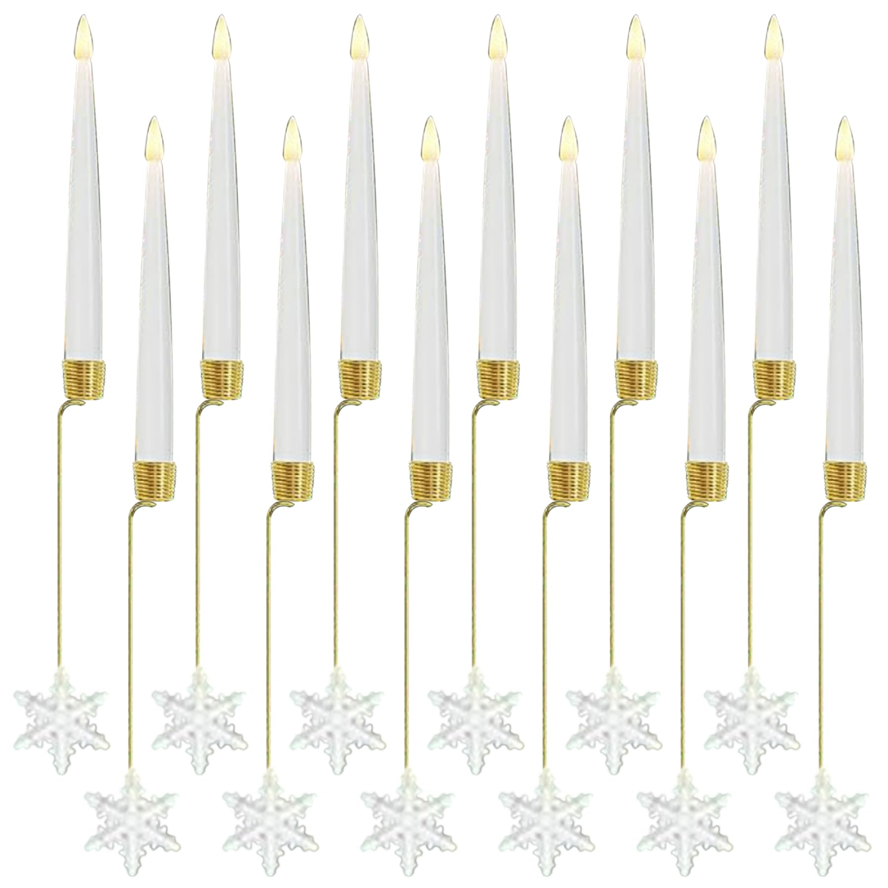 12 pezzi Candele dell'albero di Natale con remote candele tremolanti a conici senza piena a LED con ganci da fiocchi di neve Luce bianca calda per la decorazione per vacanze in casa per feste in