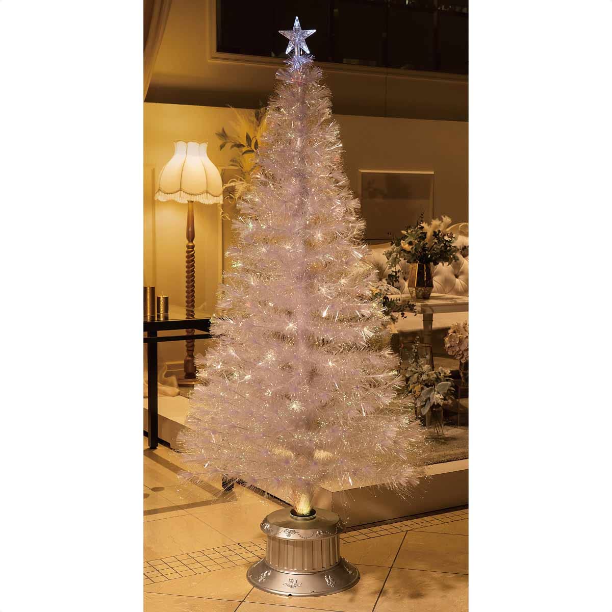 Amazon | ホワイトファイバークリスマスツリー H210×W90cm