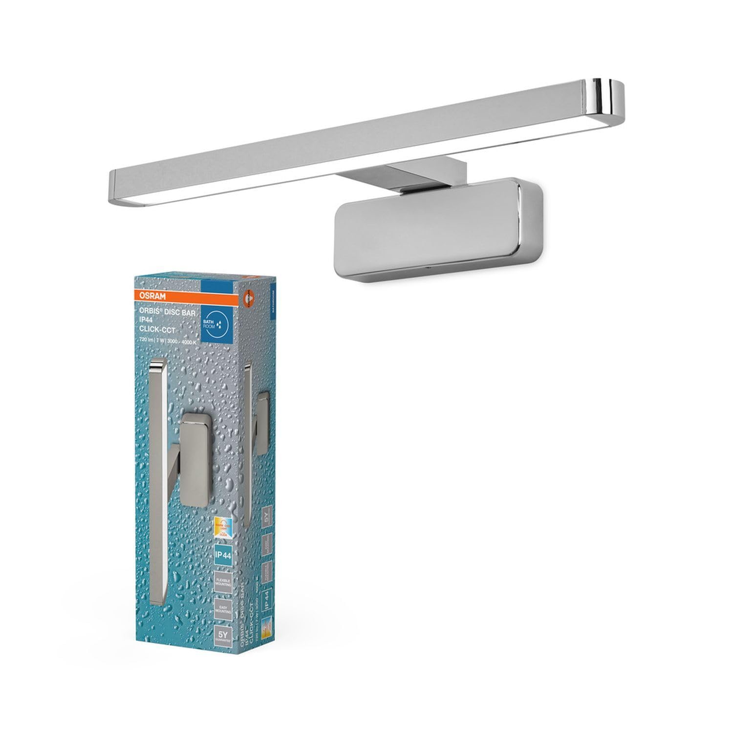 Osram Aluminium Wandleuchte Orbis Disc Bar, außen, mit LED, warm- bis neutralweiß, silber
