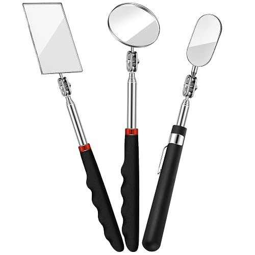 3 Pieces Telescoping Inspection Mirror Round Square Mirror Inspection Tool