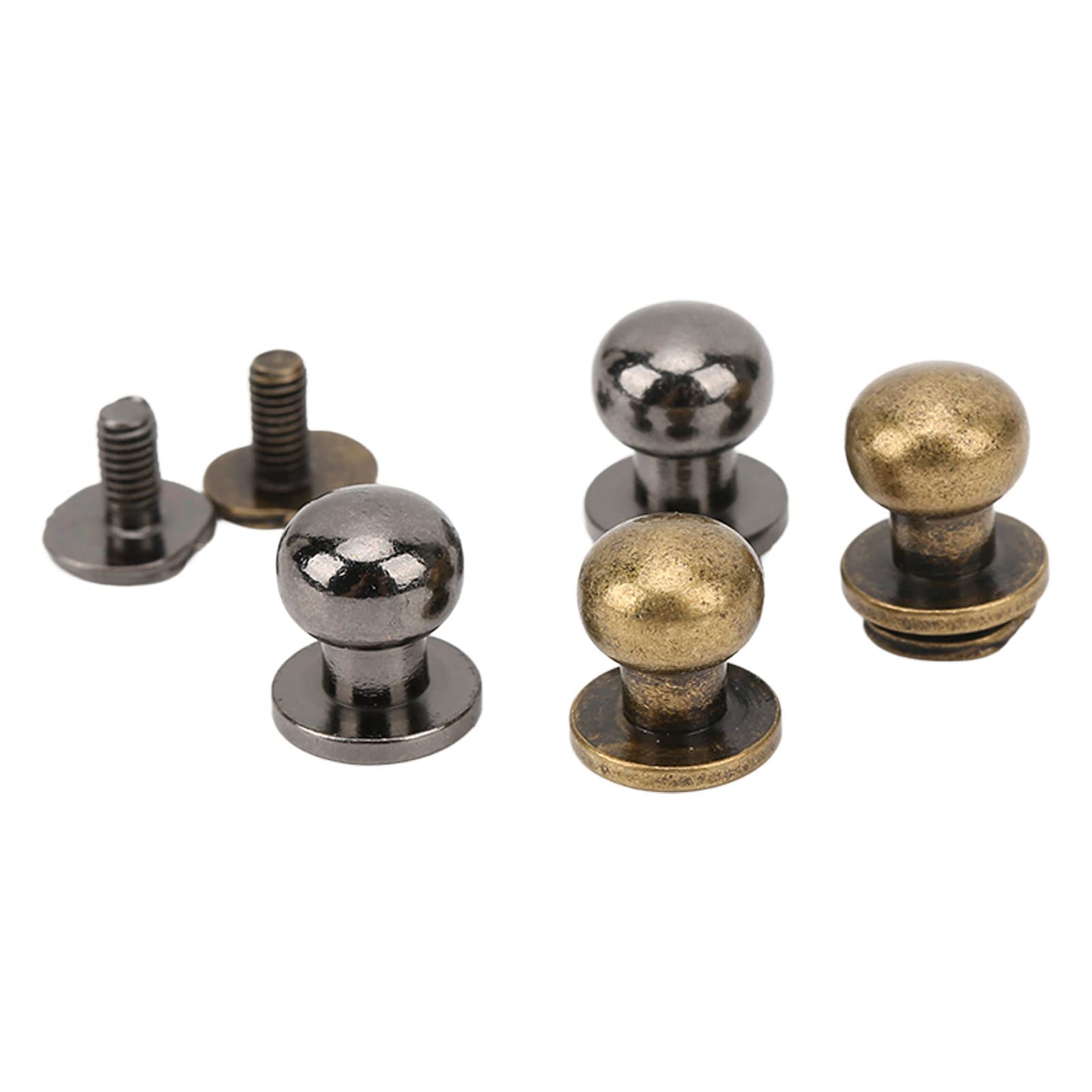 200 juegos de remaches monje de 9 x 8 mm, remaches de cabeza redonda de cobre puro ligero, sujetadores decorativos de cuero para ropa, zapatos, bolsos y collares para mascotas, (Plata Negro Bronce)