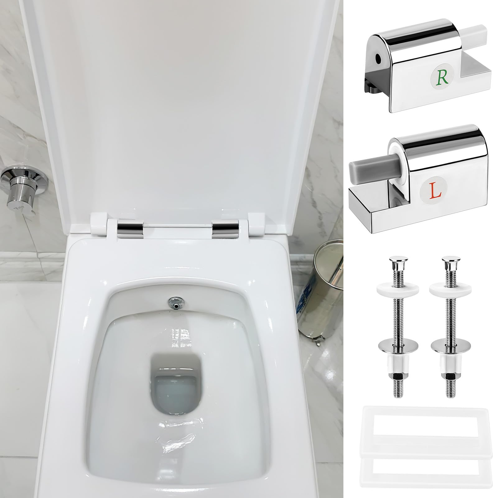 Produktbild von WC Sitz Scharniere, 2 Stück Wc Sitz Absenkautomatik Soft-close Scharnier WC Sitz Halterung ABS Ersatzscharniere Toilettendeckel Befestigung Für Feste Toilettensitzteile Zu Installieren