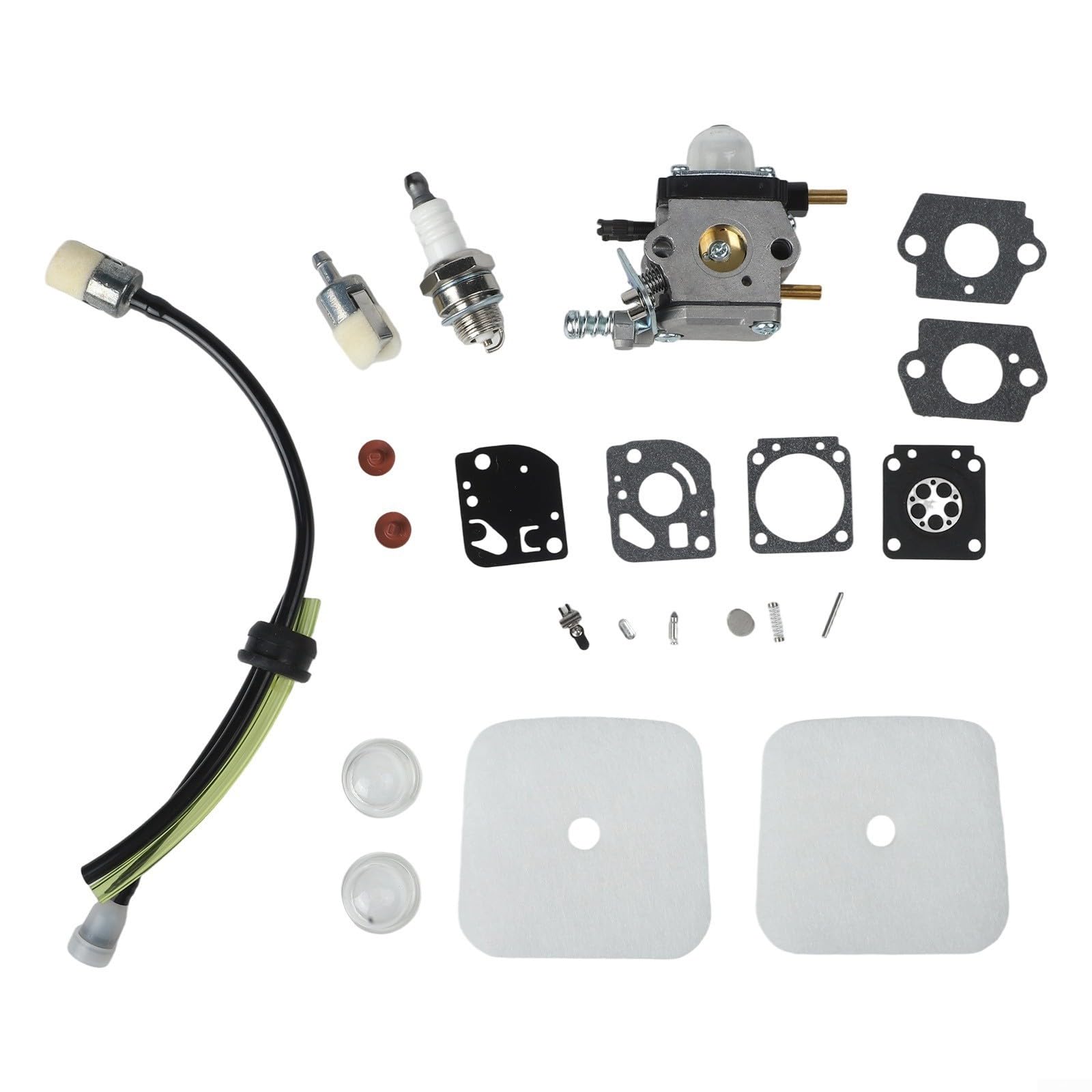 MIKMLYZE Carburetor With Fuel Line Filter Air Filter Gasket Kit For 2-Stroke, For Mantis Tiller Cultivator Models 7222, 7225, 7230 7234 7240 7920 7924 C1U K54A Replacement