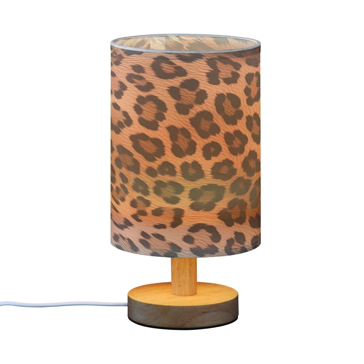 JUMBEAR Fashionable Leopard Print Bedside Table Lamp with USB Port -Nightstand Lamp with Flaxen Fabric Shade for Living Room Dorm - Image 2