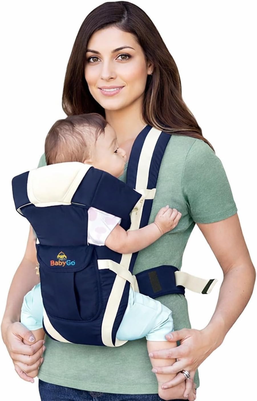 BabyGo Kids 4-in-1 Adjustable Baby Carrier Cum Kangaroo Bag | Multiple Carry Positions: Front, Back, Hip - Comfortable & Adjustable with Safety Belt and Buckle Straps (Blue)