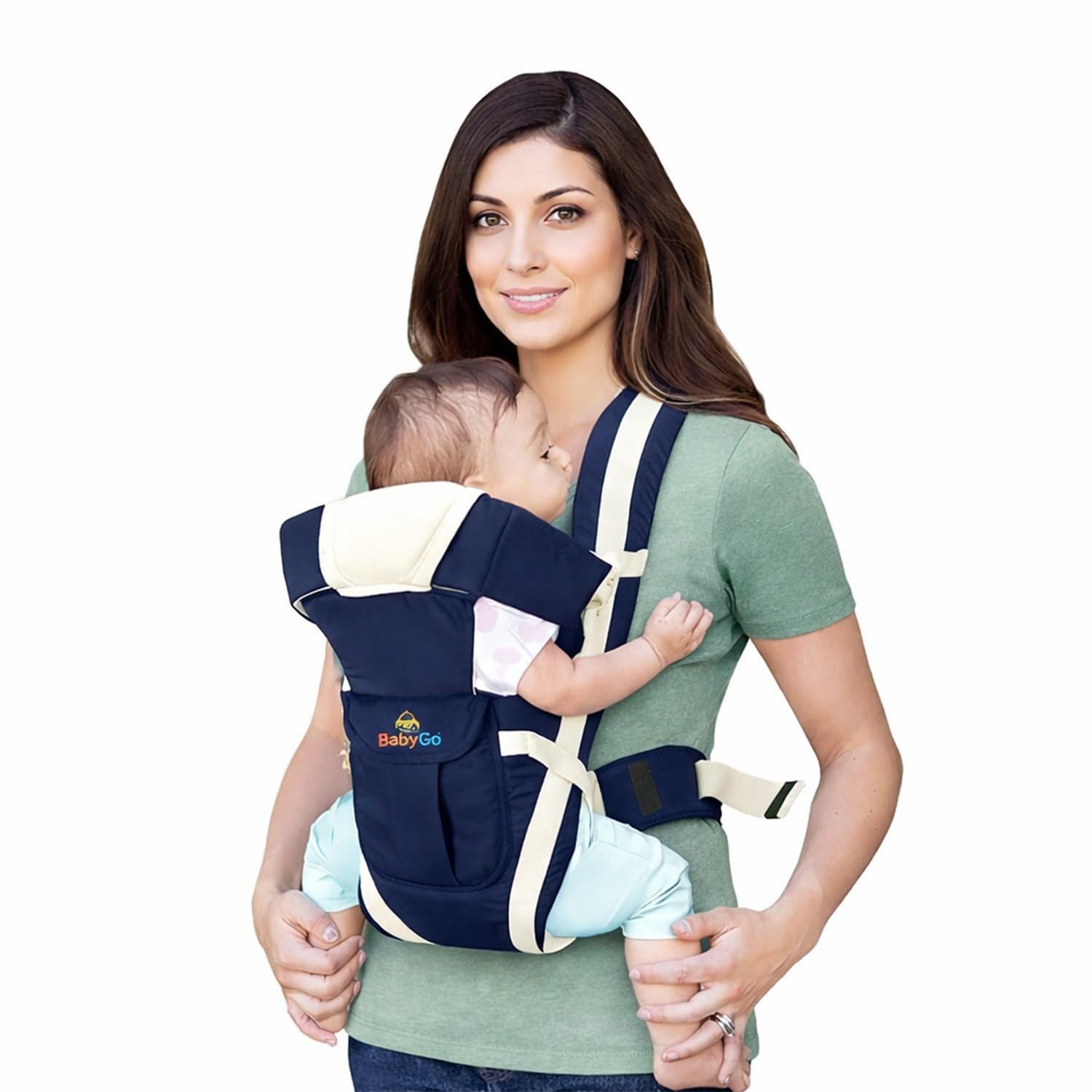 BabyGo Kids 4-in-1 Adjustable Baby Carrier Cum Kangaroo Bag | Multiple Carry Positions: Front, Back, Hip - Comfortable & Adjustable with Safety Belt and Buckle Straps (Blue)