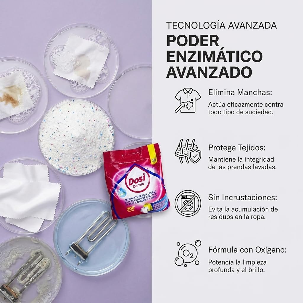 Detergente Superconcentrado en Polvo | Limpieza Profesional de Alto Rendimiento | Con Acción Enzimática y Oxígeno para una Ropa Impecable | Para Múltiples Tejidos