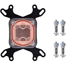 CPU Cooling Block, Performance Liquid Cooler with 50mm Copper Base, Water Block for 775 1150 1155 1156 1366 and AM2 AM3 AM3, Clear