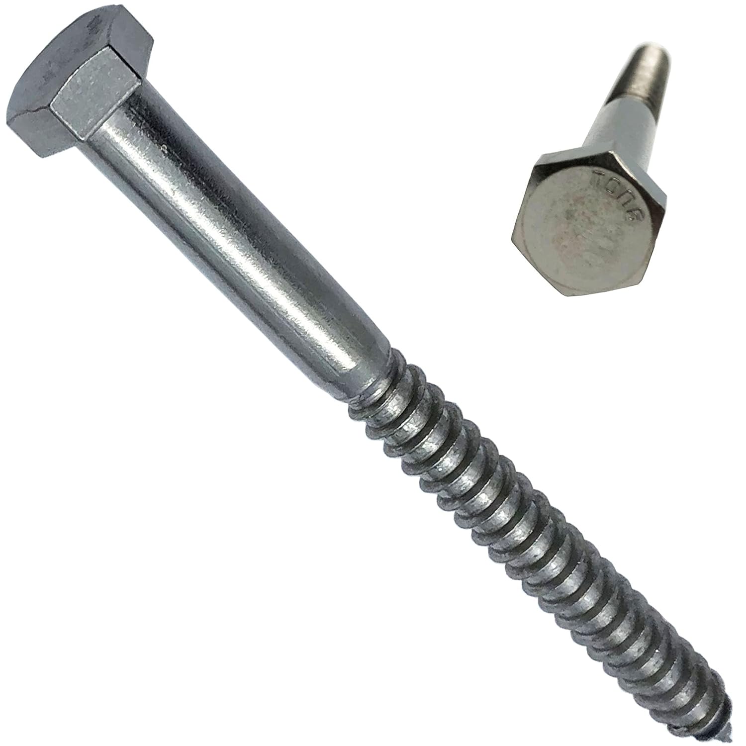 3/8" X 4" 304 Grade Stainless Steel lag screws, Hex head fasteners