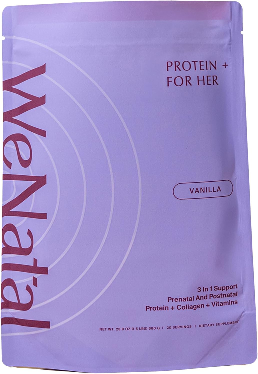 WeNatal Prenatal Protein+ for Her Protein Powder with Choline, Methylated Folate, B12, Iron Free, 20g Clean Protein for Pregnancy, Postpartum, Breastfeeding, Fertility Support, Vanilla, 20 Servings