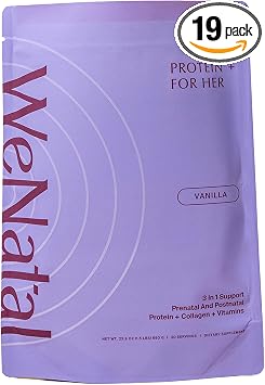 WeNatal Prenatal Protein+ for Her Pre-Approved for HSA/FSA Eligibility Protein + Collagen Powder, Iron Free, with Choline, Methylated Folate, B12, 20g for Pregnancy, Postpartum, Fertility, Vanilla