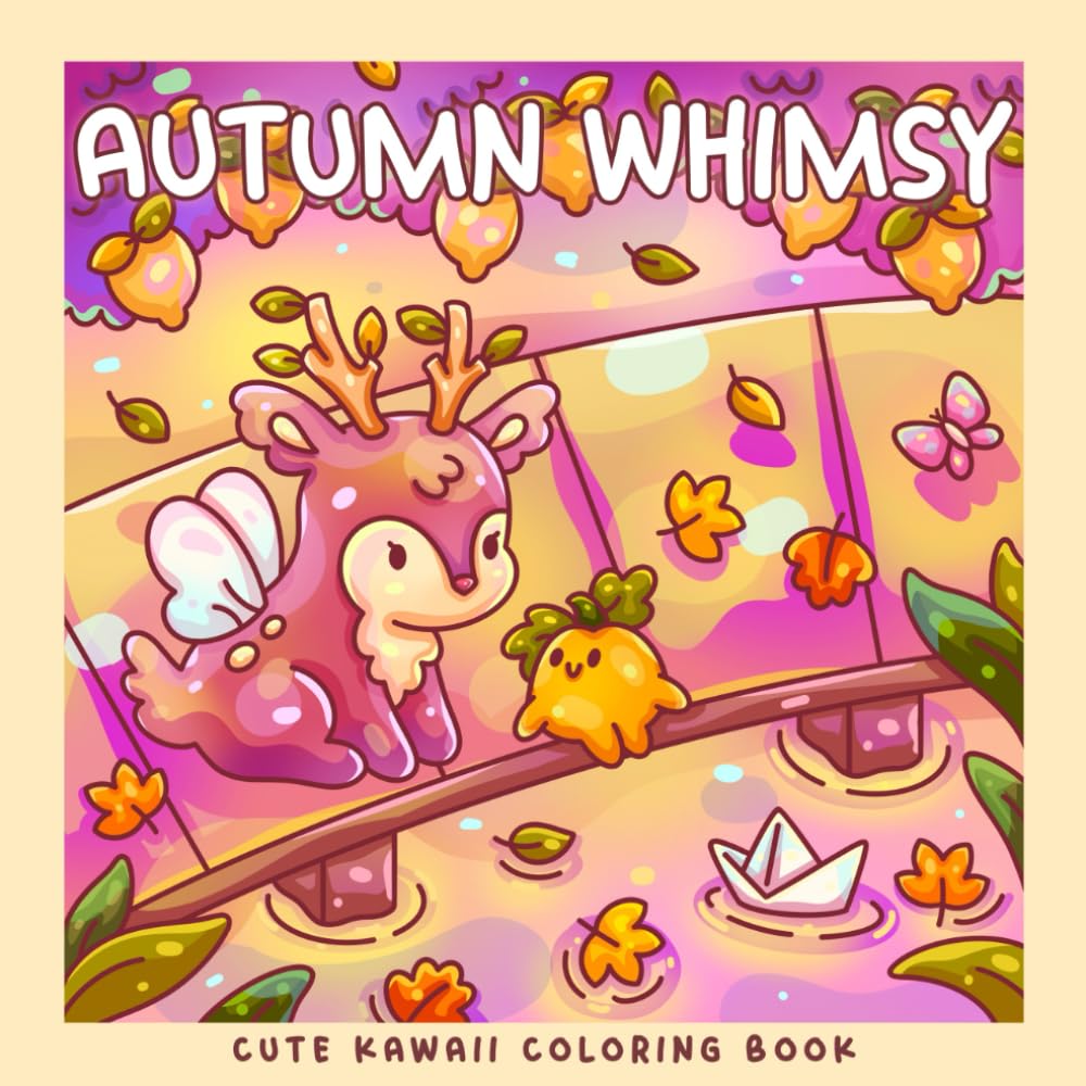 Autumn Whimsy: A Kawaii Fall and Halloween Coloring Book: Adorable Trolls, Ghosts, Mushrooms, Dragons, Pumpkins & Frogs in Cozy Autumn and Spooky Cute Scenes (Sweet & Kitsch)