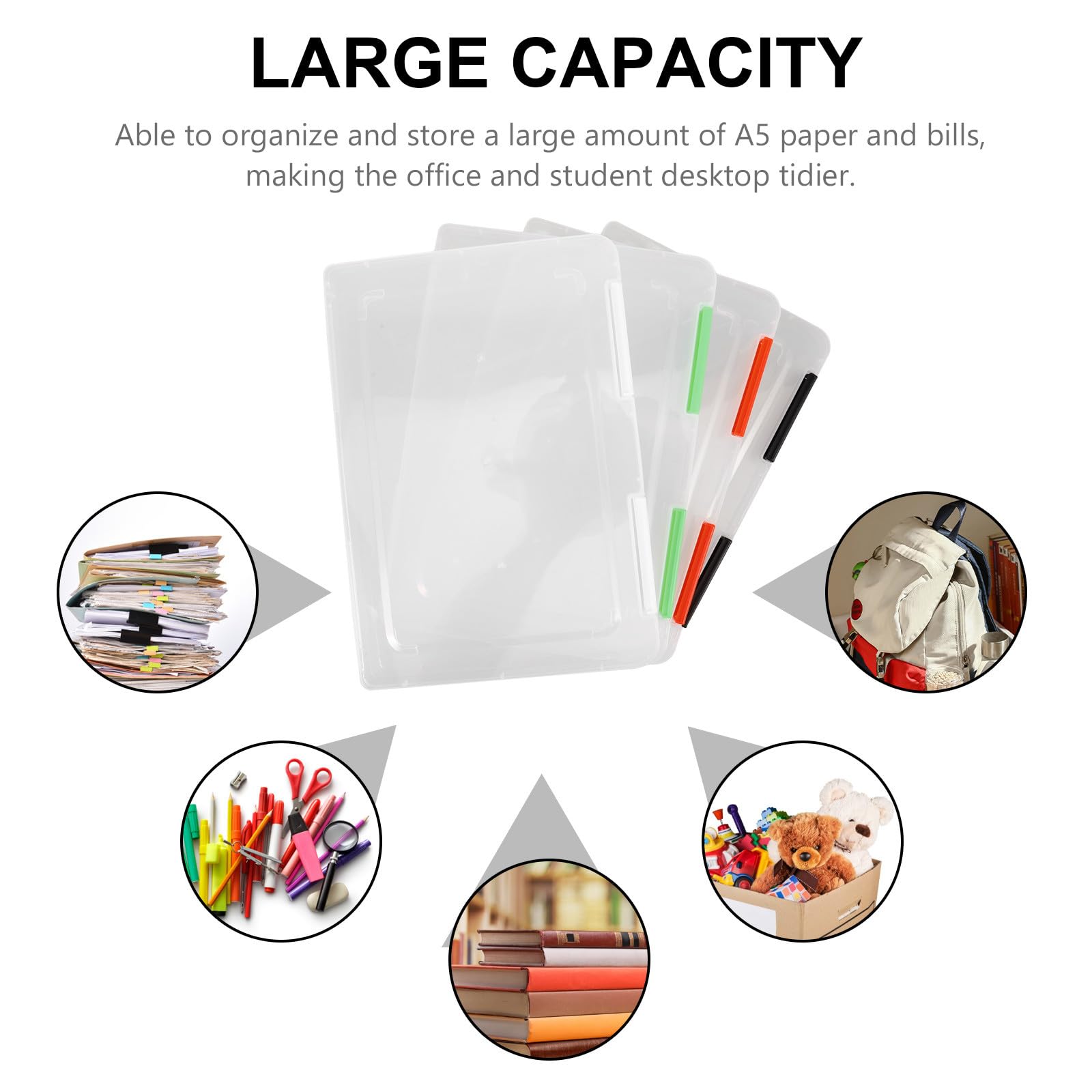 Holibanna 4 Stück A5 Dokumentenbox Transparent Kunststoff Aufbewahrungsbox mit Deckel Kompakt Vielseitig für Büro und Schule Karten und Urkundenorganizer