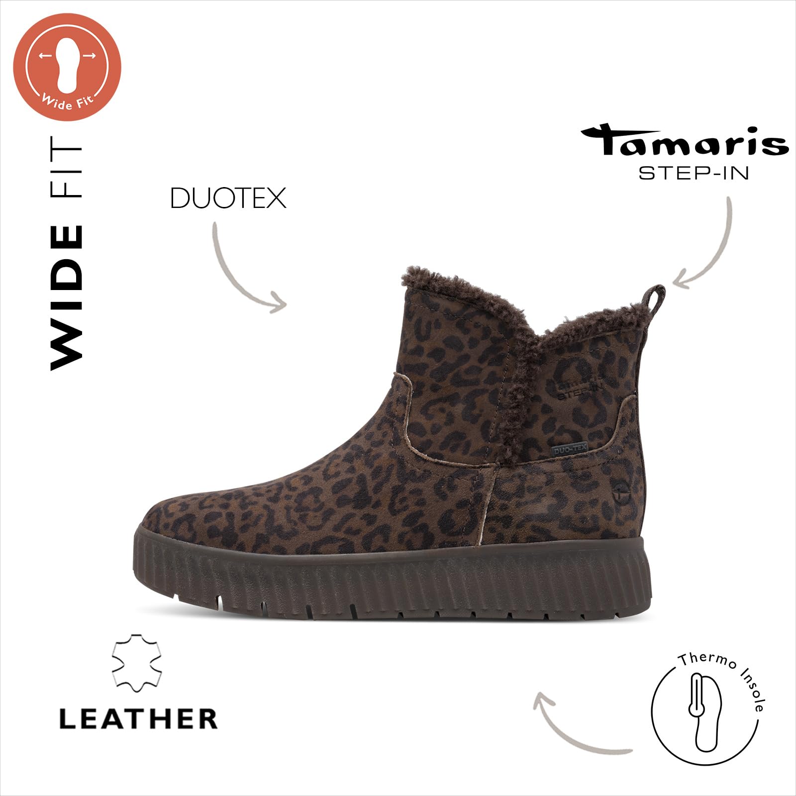 Tamaris Damen WIDE FIT Stiefelette aus Leder Step-In, Dark Leopard, 38 – Ansicht 2