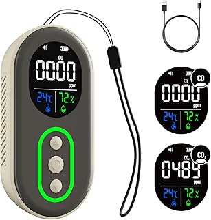 DS-399PRO Carbon Monoxide and Carbon Dioxide Detectors, 4-in-1 Portable CO2 & CO Detector with Audible & Visual Alarm, Rechargeable CO & CO2 Meter for Home, Travel, Camping, Car, 72H Standby