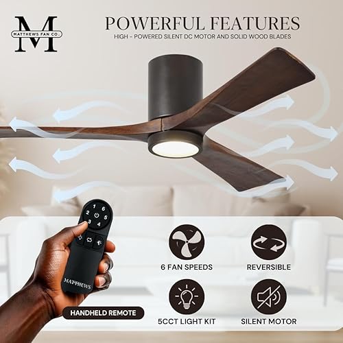 Miniatura 2 de Matthews IR3HLK-TB-WA-60 Irene - Ventilador de techo para interiores y exteriores con ubicación húmeda de 60 pulgadas con luz LED y control remoto y