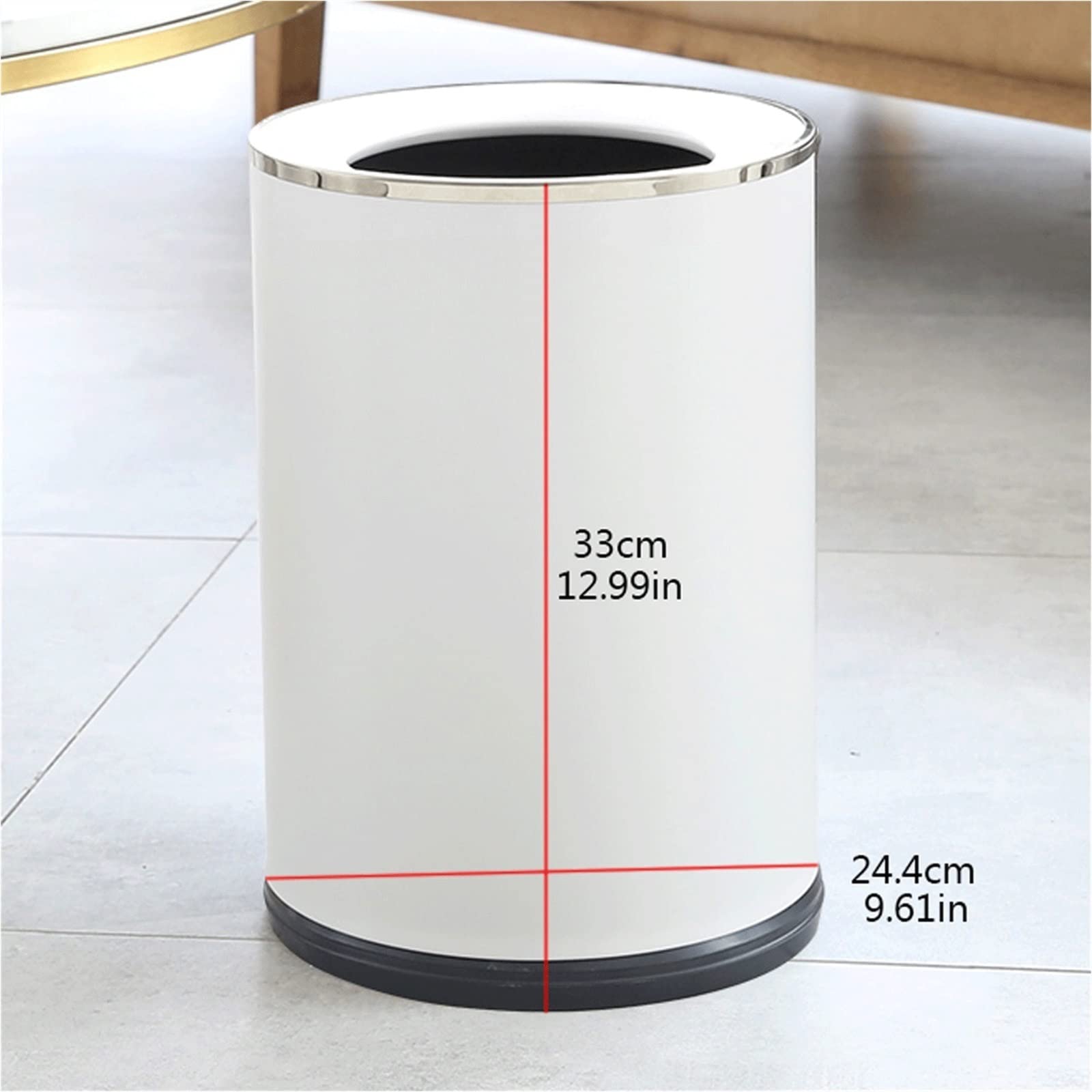 HASMI Mülleimer 15l Mülleimer, Zuhause, Wohnzimmer, Schlafzimmer, offener Mülleimer, Küche, Badezimmer, Büro, großer Papierkorb Trash bin (Color : Schwarz)