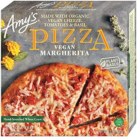 Amy's Frozen Pizza, Vegan Margherita Pizza, Made With Organic Vegan Cheese, Tomatoes and Basil, Frozen Meals, 13.5 Oz