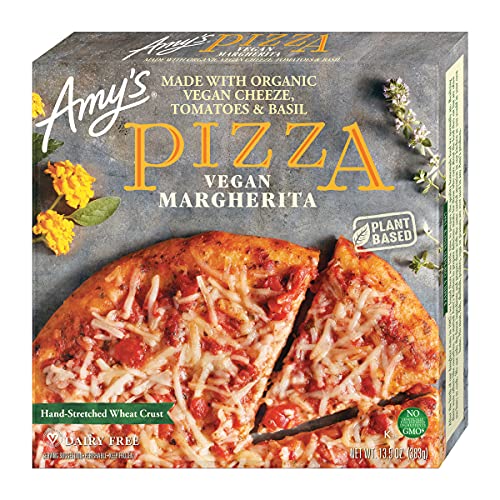 Amy's Frozen Cheeze (Vegan Cheese) Pizza, Made with Organic Tomatoes and Basil, Hand Stretched Crust, Full Size