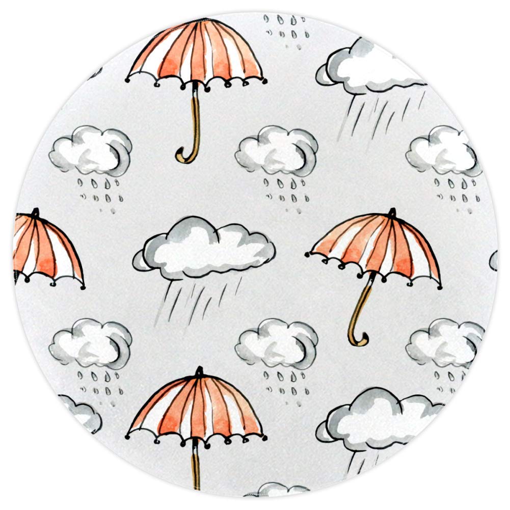 Tapis chambre coucher rond et doux résolvant les sols froids motif nuage 160cm
