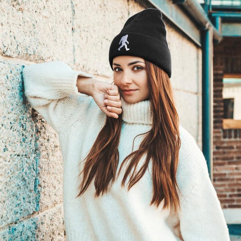 Image of Bigfoot Beanie for Men - Sasquatch Hat Winter Knit Cuffed Beanie for Women - Bigfoot Gifts for Christmas & New Year