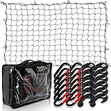 TKKEUEP 4' x 6' Cargo Net for Pickup Truck Bed,Trailer,Boat,Car,SUV Stretches to 8' x 12',Roof Rack