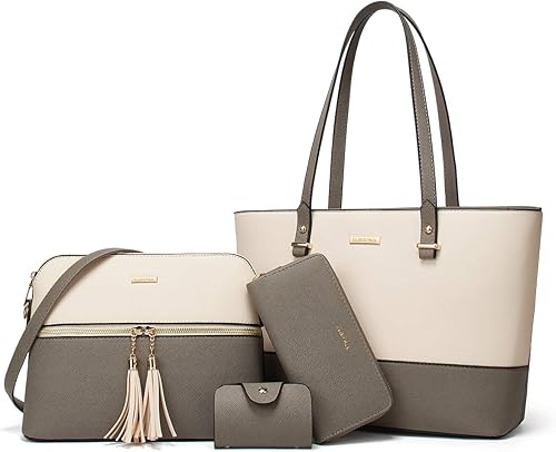 Bolso de mano de moda para mujer, bolso de hombro, asa superior, juego de 4 piezas