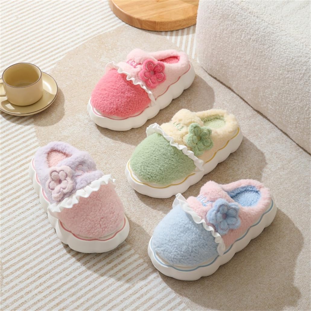ELONEL Cute Plush Cotton Slippers - Women's & Men's - Thick Sole - Anti Slip - Indoor & Outdoor - Image 6