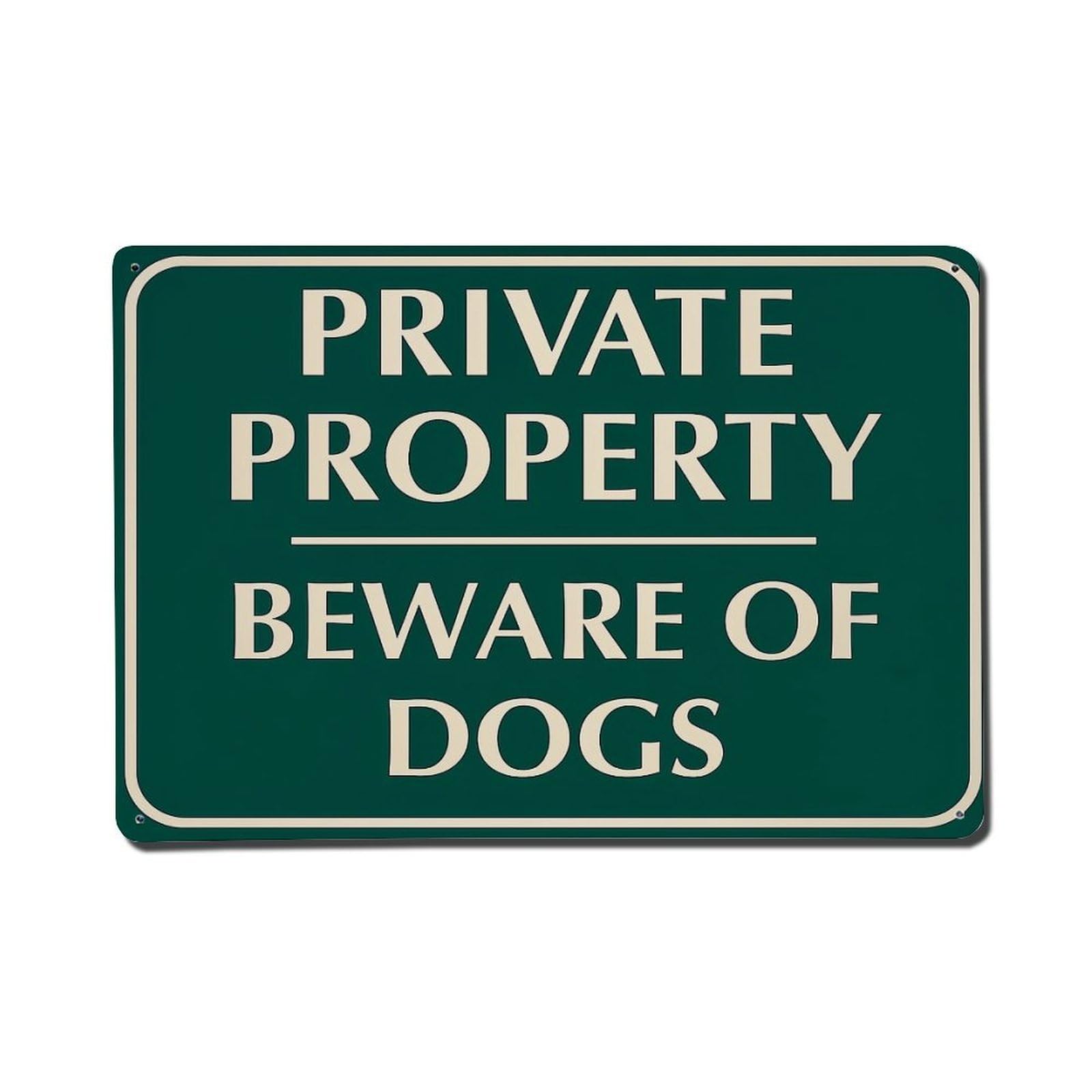 Private Property Beware Of Dogs Retro Metal Tin Sign, Vintage Metal Poster for Bar, Home, Man Cave, Kitchen, Laundry Room Art Decor 8x12 Inch