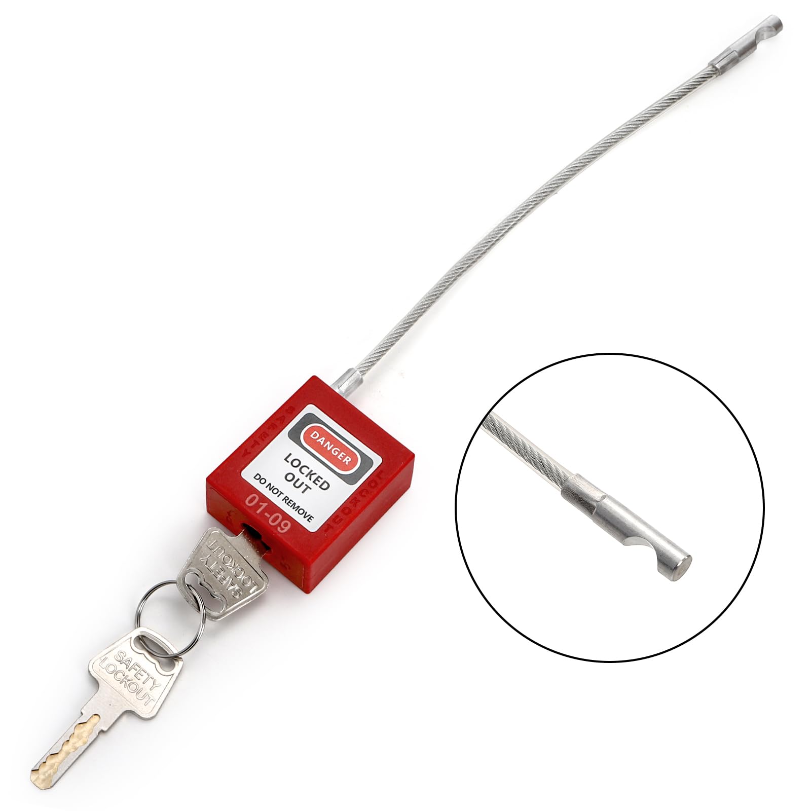 Noamus Paquete de 10 cerraduras de cable de acero con 20 llaves, juego de candados compactos con llave roja, diferentes números de cerraduras de seguridad para estaciones y dispositivos de bloqueo