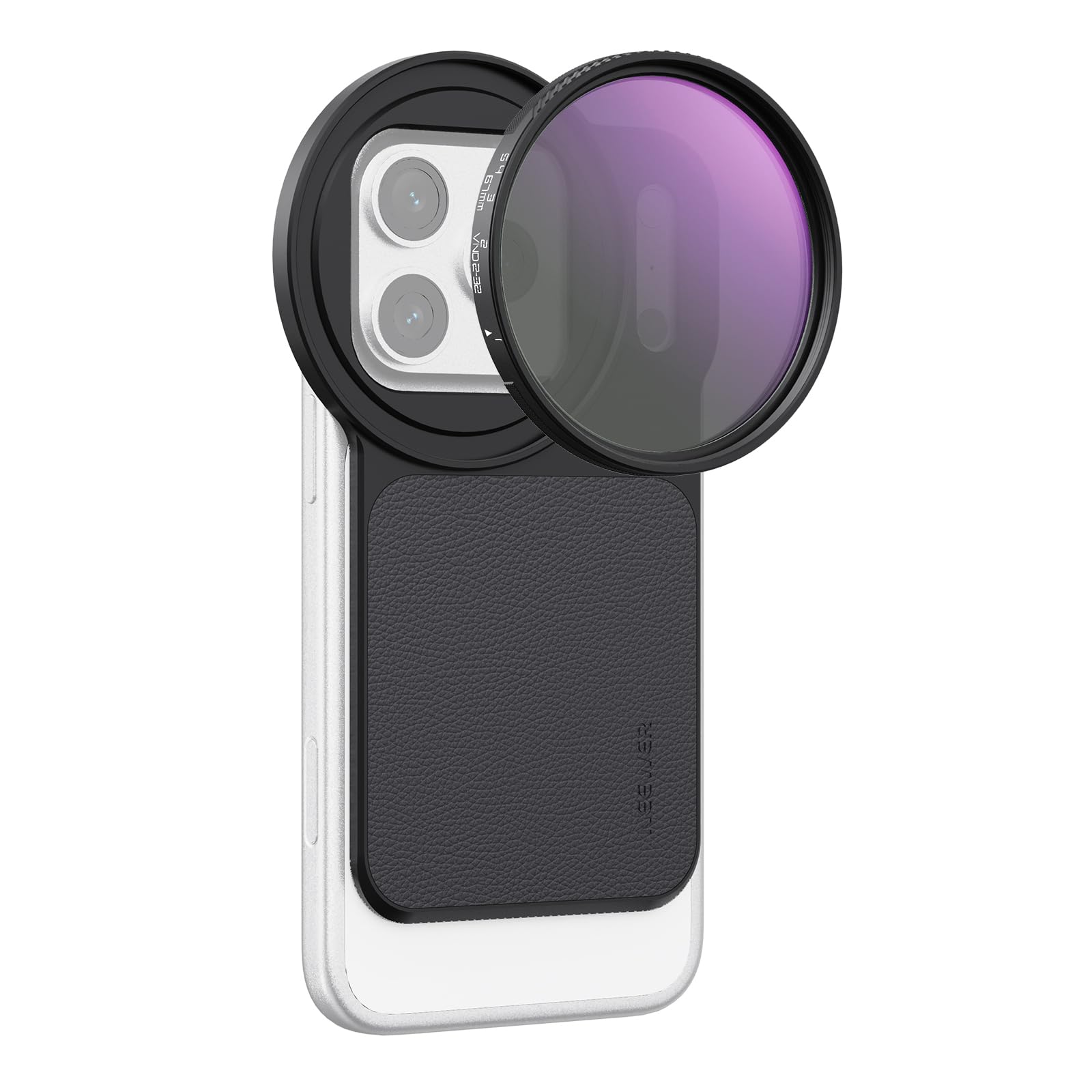 NEEWER 6,3" magnetyczny obiektyw do telefonu komórkowego adapter do mocowania tylnej płyty akcesoria z filtrem szarym o zmiennym rozmiarze 67 mm (ND 2-32) kompatybilny z MagSafe iPhone 12/13/14/15/16