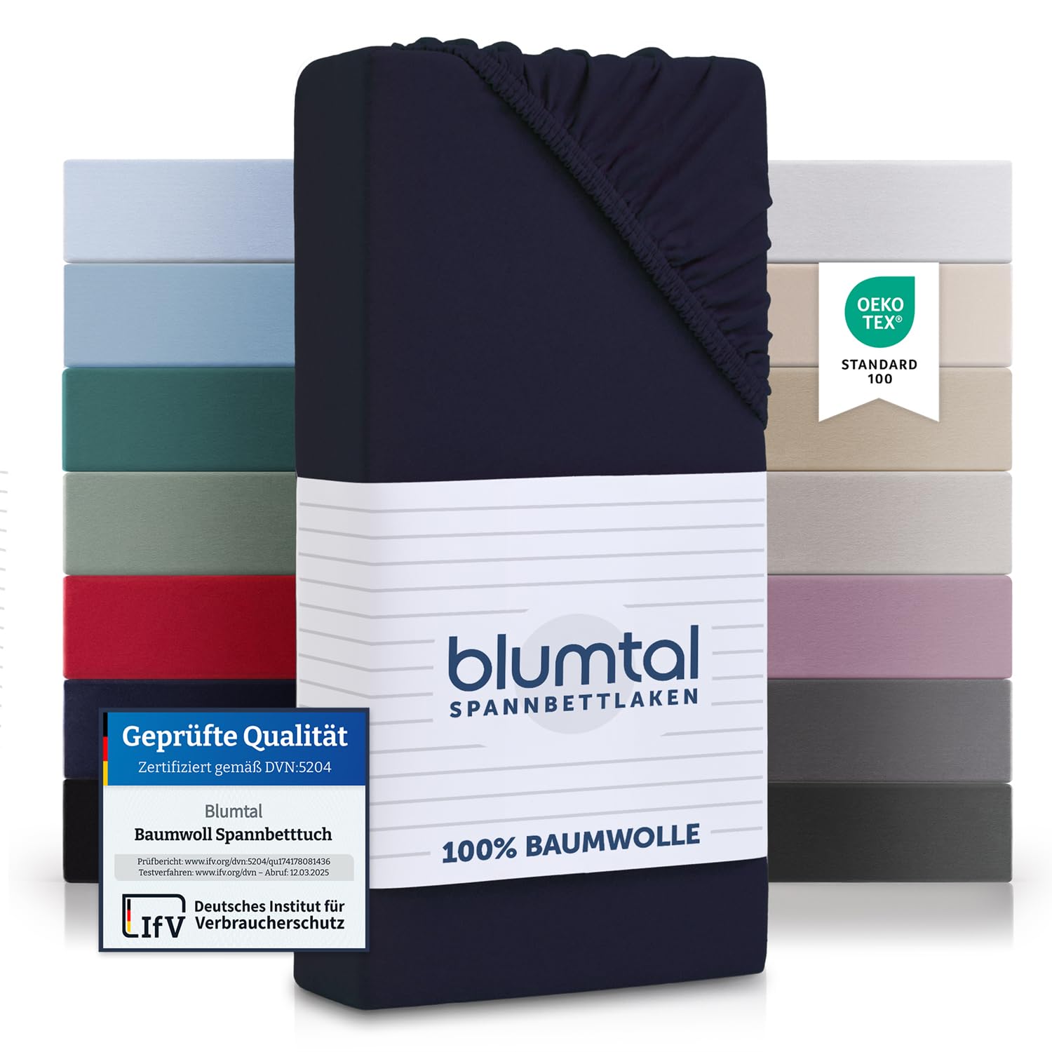 Blumtal® Basics Spannbettlaken Jersey - Bettlaken aus 100% Baumwolle - Oeko-TEX zertifiziertes Spannbettlaken