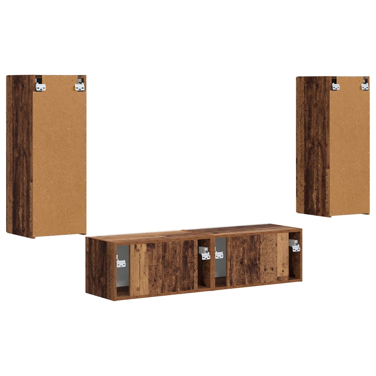 2-Piece Wall Mounted Floating TV Stand, Engineered Wood | Features a space-saving design for living room entertainment centers to store media devices and consoles.
