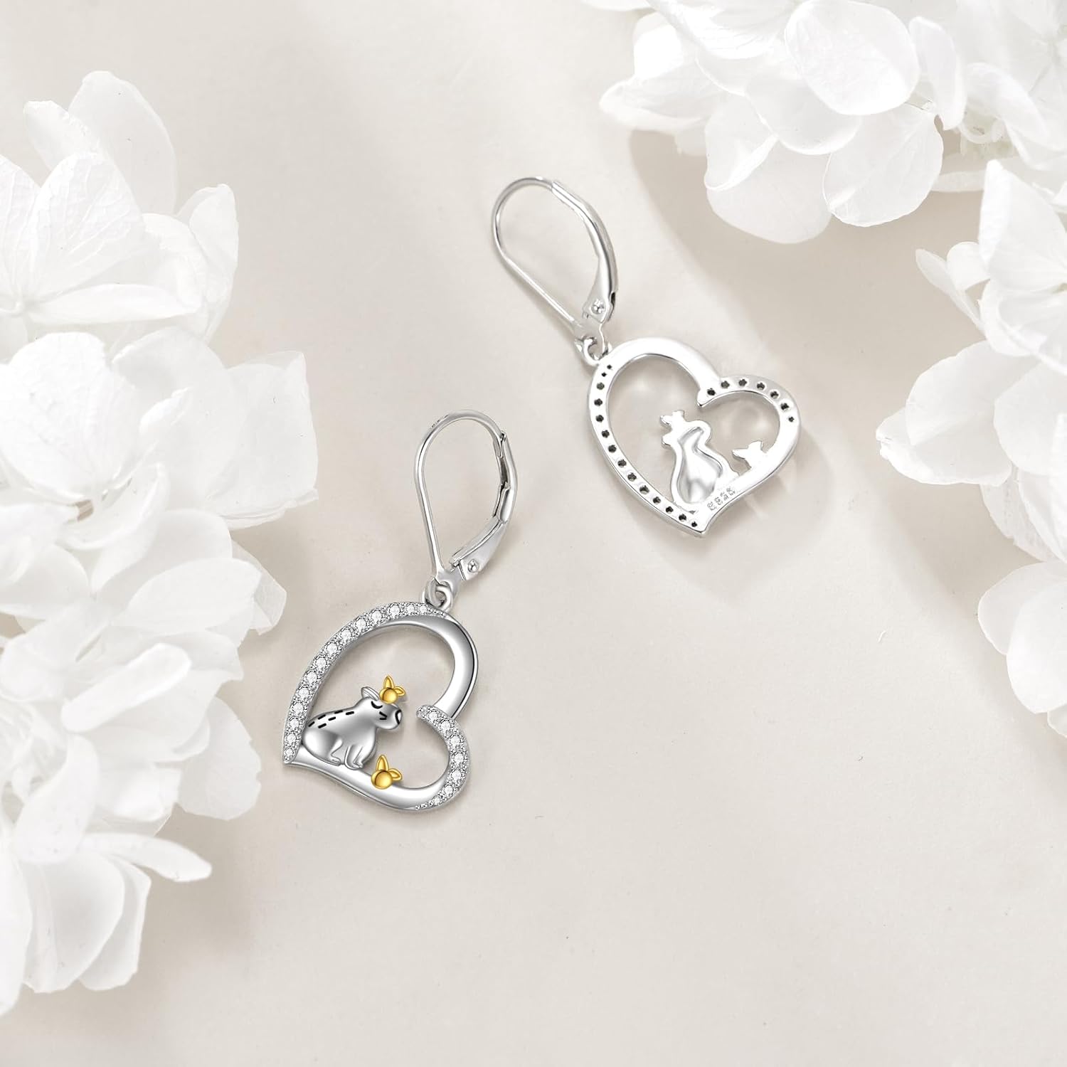 Capybara/Seal/Duck/Ladybug/Chicken/German Shepherd/Dalmatian/Unicorn Earrings for Women Sterling Silver Heart Leverback Earrings Animal Jewelry Gift