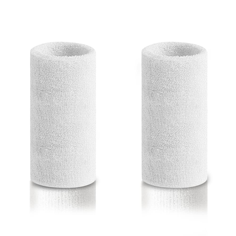 COMNICO 2 stuks polszweetbandjes elastische sportpolsbandjes 15,2 cm absorberende badstof armbanden lange katoenen atletische polsbanden voor trainen voetbal basketbal tennis sportschool kostuums