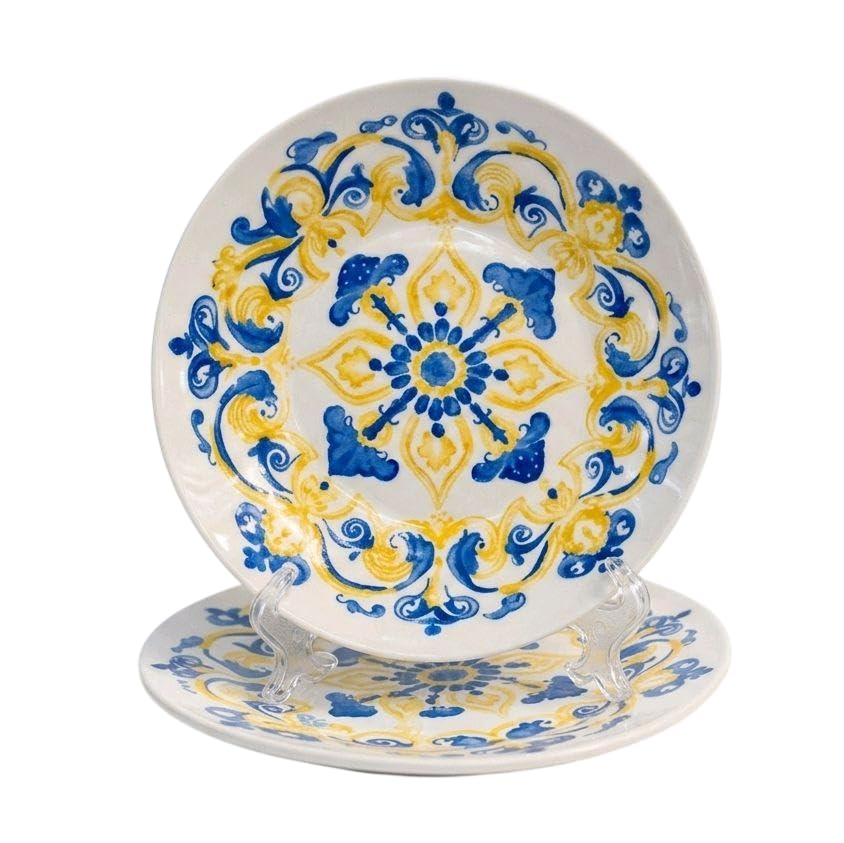 Set Piatti 12 Pezzi in Ceramica Artigianale – Servizio da Tavola Completo per 6 Persone (6 Piatti Piani + 6 Piatti Fondi) – Design Estivo Ideale per Uso Quotidiano e Occasioni Speciali (Amalfi 1)