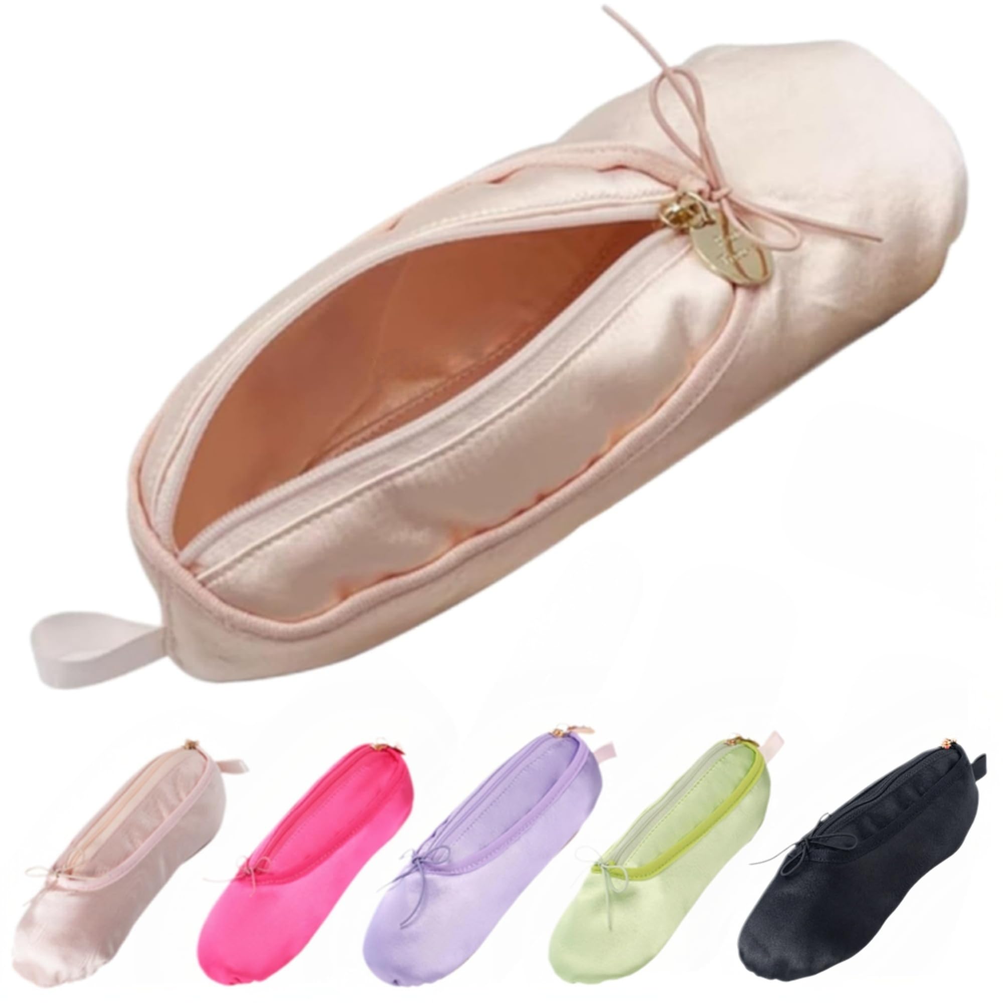 CECKQUE Ballet Dance Shoe Makeup Bag For Little Girls, Ballerina Slipper Makeup Pouch Bag, Ballet Pointe Shoes Gifts (Pink)