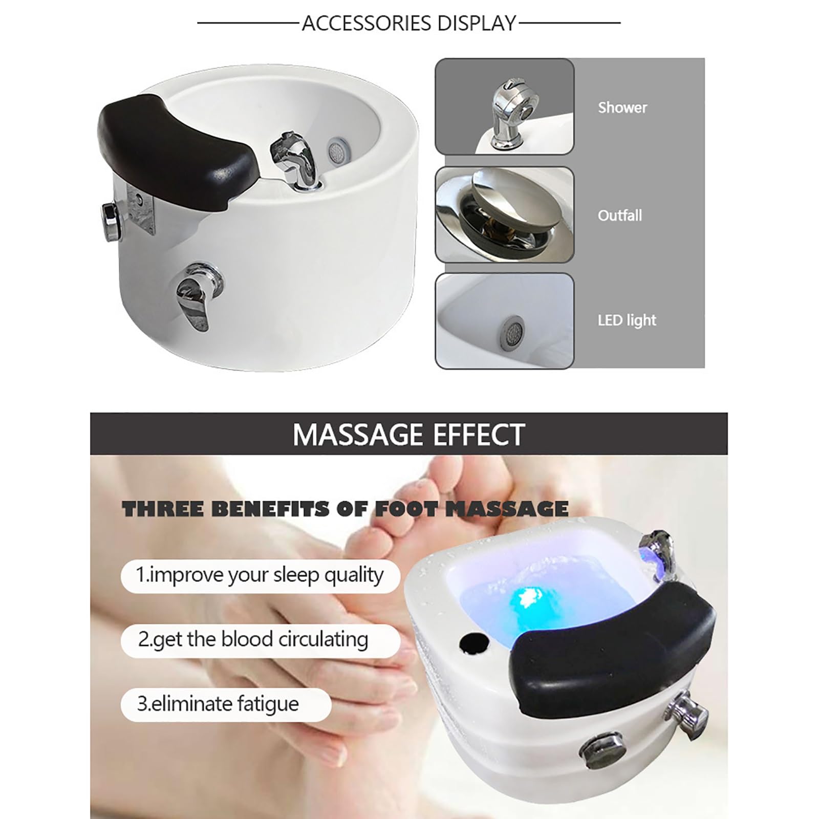 Évier de pédicure en acrylique pour les pieds - Bassin de massage des pieds - Bain de pieds en acrylique robuste et durable pour salons de beauté et de manucure - Meilleur traitement de pédicure à
