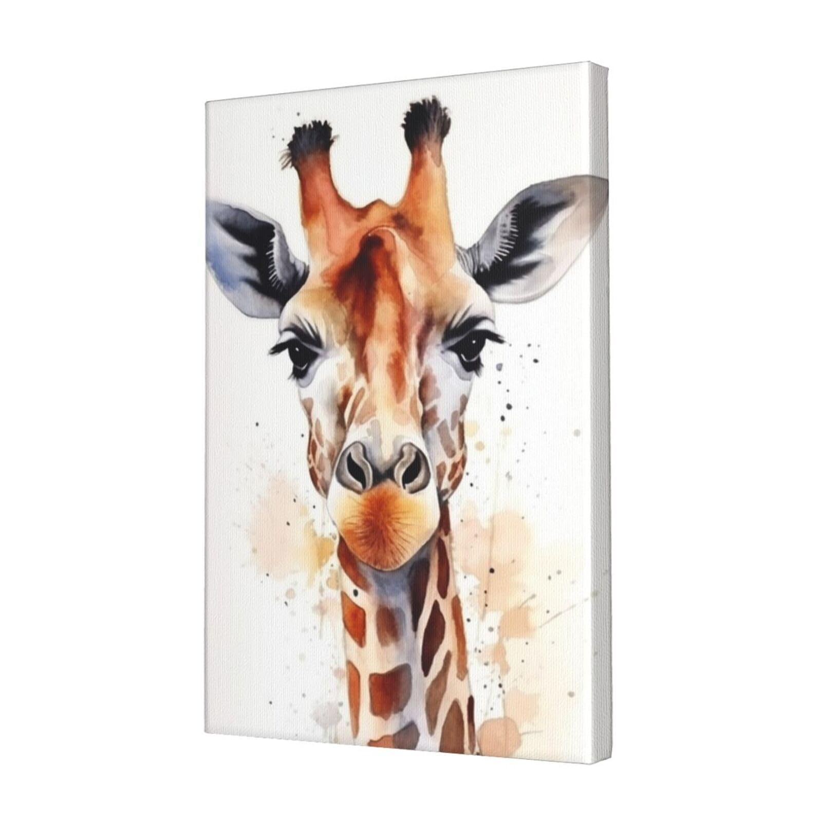 KLOPH Stylish Animal Watercolor Giraffe Canvas Wall Art for Living Room 12"x18" Modern Artwork Painting for Bathroom Hanging Canvas Prints Aesthetic Wallart for Bedroom Kitchen Office Wall Decor