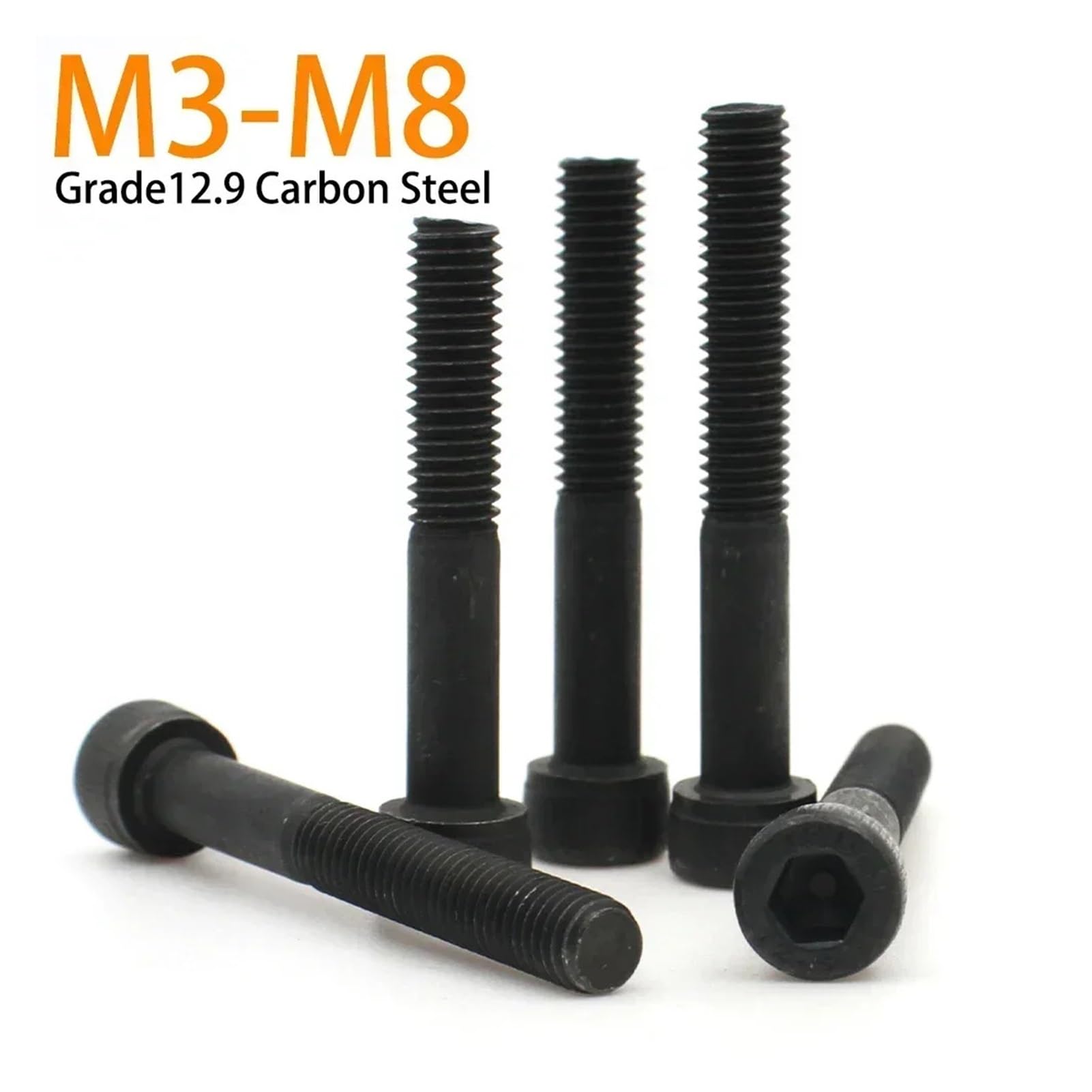 10 pz M3 M4 M5 M6 M8 Grado 12.9 Acciaio Al Carbonio Allungato Lungo Esagonale A Esagono Incassato Testa Mezza Filettatura Vite Bullone L = 30-200mm(30mm (10pcs),M3)