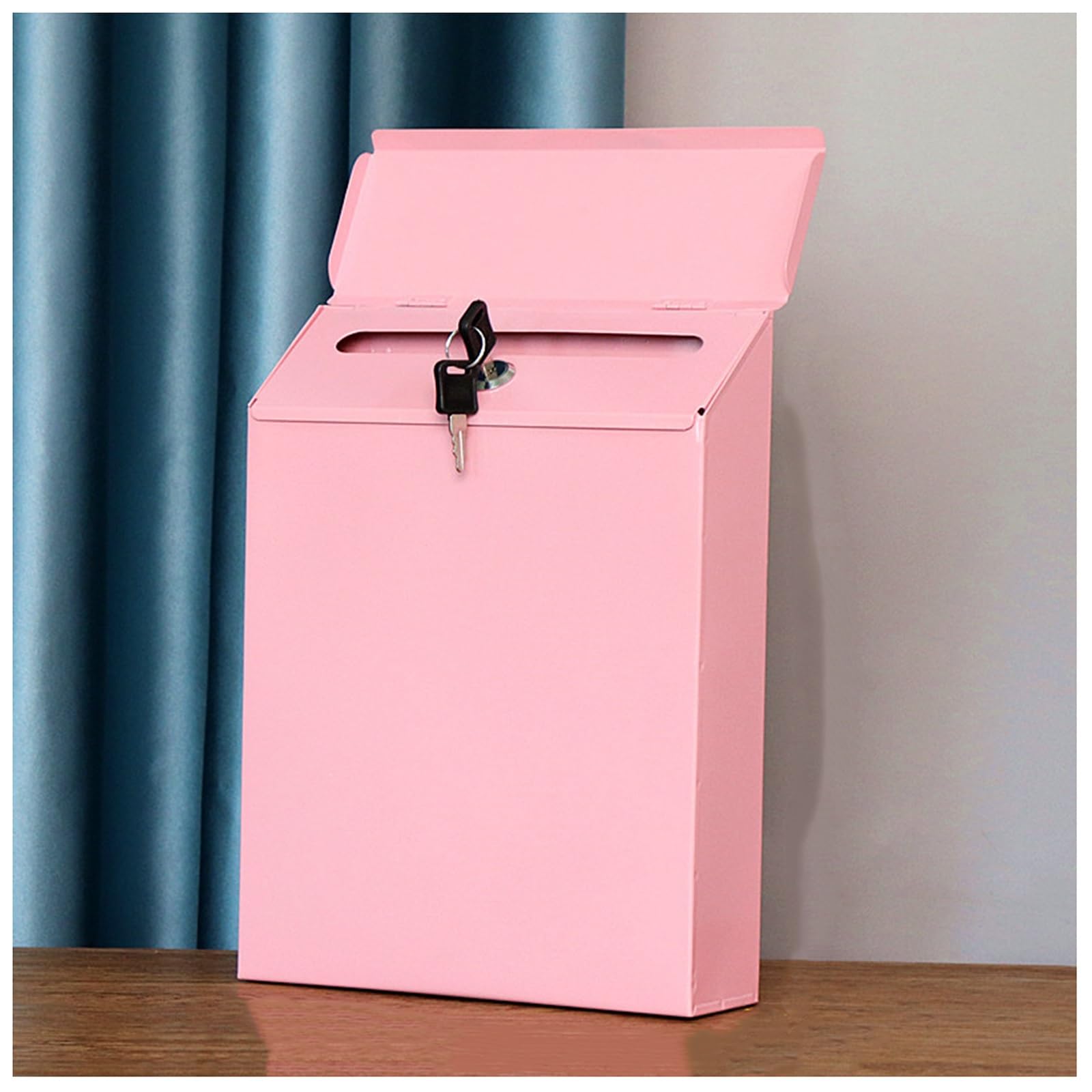 NQNFWCRJ Metal Mailbox with Lock Plastic Spraying and Baking Paint Process Outdoor Rainproof Mailboxes with Lid Wall Mounted Parcel Boxes with Hooks